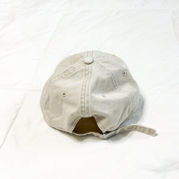 NWOT Aerie Smiley Face Embroidered Baseball Cap Adjustable Strap O/S Beige Blue - Picture 2 of 4